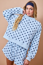 Load image into Gallery viewer, NEWEST ARRIVAL Blue/Navy Polka Dot Sweater Shorts Set
