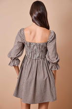 Load image into Gallery viewer, NEWEST ARRIVAL Brown Gingham Smocked Dress
