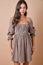 Load image into Gallery viewer, NEWEST ARRIVAL Brown Gingham Smocked Dress
