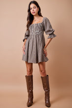 Load image into Gallery viewer, NEWEST ARRIVAL Brown Gingham Smocked Dress
