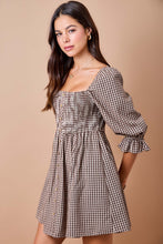 Load image into Gallery viewer, NEWEST ARRIVAL Brown Gingham Smocked Dress
