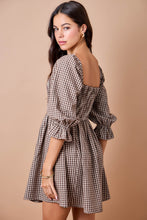 Load image into Gallery viewer, NEWEST ARRIVAL Brown Gingham Smocked Dress

