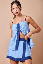 Load image into Gallery viewer, NEWEST ARRIVAL Powder Blue/Navy Open Front Skort Set
