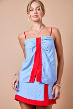 Load image into Gallery viewer, NEWEST ARRIVAL Powder Blue/Red Open Front Skort Set
