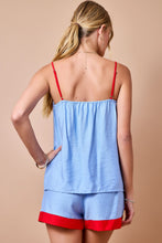 Load image into Gallery viewer, NEWEST ARRIVAL Powder Blue/Red Open Front Skort Set
