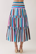 Load image into Gallery viewer, NEWEST ARRIVAL Blue/Brown/Pink Striped Button Down Maxi Skirt Set
