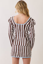 Load image into Gallery viewer, NEWEST ARRIVAL Brown/Blue Striped Mini Skirt Set
