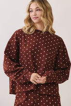 Load image into Gallery viewer, NEWEST ARRIVAL Chocolate Brown Polka Dot Sweat Short Lounge Set
