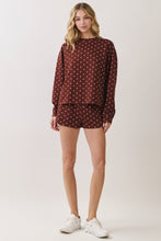 Load image into Gallery viewer, NEWEST ARRIVAL Chocolate Brown Polka Dot Sweat Short Lounge Set
