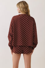 Load image into Gallery viewer, NEWEST ARRIVAL Chocolate Brown Polka Dot Sweat Short Lounge Set

