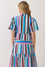 Load image into Gallery viewer, NEWEST ARRIVAL Blue/Brown/Pink Striped Button Down Maxi Skirt Set
