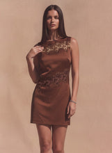Load image into Gallery viewer, NEWEST ARRIVAL Brown Satin Lace Mini Dress
