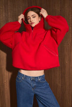 Load image into Gallery viewer, NEWEST ARRIVAL Red Half Zip Fleece Hoodie
