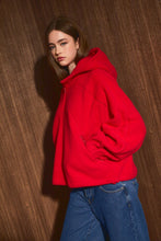 Load image into Gallery viewer, NEWEST ARRIVAL Red Half Zip Fleece Hoodie
