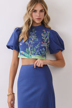 Load image into Gallery viewer, NEWEST ARRIVAL Navy Botanical Print Crop Midi Skirt Set
