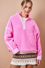 Load image into Gallery viewer, NEWEST ARRIVAL Pink Fleece Half Zip Pullover
