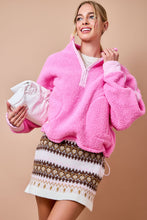 Load image into Gallery viewer, NEWEST ARRIVAL Pink Fleece Half Zip Pullover

