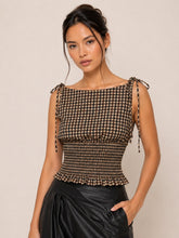 Load image into Gallery viewer, NEWEST ARRIVAL *PREORDER 9/25* Brown/Black Gingham Smocked Top
