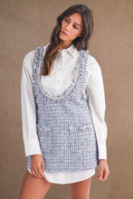 Load image into Gallery viewer, NEWEST ARRIVAL Blue Tweed Layered Shirt Dress
