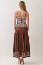 Load image into Gallery viewer, NEWEST ARRIVAL *PREORDER 9/24* Brown Contrast Piping Maxi Skirt Set
