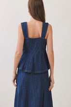 Load image into Gallery viewer, NEWEST ARRIVAL Dark Denim Peplum Maxi Skirt Set
