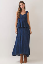 Load image into Gallery viewer, NEWEST ARRIVAL Dark Denim Peplum Maxi Skirt Set

