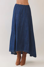 Load image into Gallery viewer, NEWEST ARRIVAL Dark Denim Peplum Maxi Skirt Set
