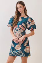 Load image into Gallery viewer, NEWEST ARRIVAL Novelty Mahjong Print Puff Sleeve Dress
