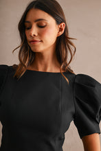 Load image into Gallery viewer, NEWEST ARRIVAL Black V-Back Puff Sleeve Blouse
