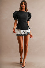 Load image into Gallery viewer, NEWEST ARRIVAL Black V-Back Puff Sleeve Blouse
