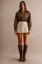 Load image into Gallery viewer, NEWEST ARRIVAL Brown Faux Leather Crop Jacket
