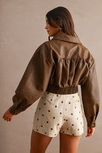 Load image into Gallery viewer, NEWEST ARRIVAL Brown Faux Leather Crop Jacket
