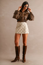 Load image into Gallery viewer, NEWEST ARRIVAL Brown Faux Leather Crop Jacket
