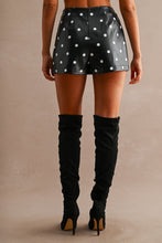 Load image into Gallery viewer, NEWEST ARRIVAL Black/White Polka Dot Pleather Skort
