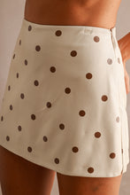 Load image into Gallery viewer, NEWEST ARRIVAL *PREORDER 9/25* Taupe/Brown Polka Dot Pleather Skort
