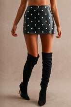 Load image into Gallery viewer, NEWEST ARRIVAL Black/White Polka Dot Pleather Skort
