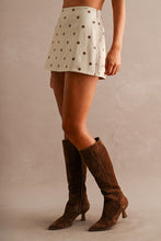 Load image into Gallery viewer, NEWEST ARRIVAL *PREORDER 9/25* Taupe/Brown Polka Dot Pleather Skort
