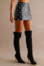 Load image into Gallery viewer, NEWEST ARRIVAL Black/White Polka Dot Pleather Skort
