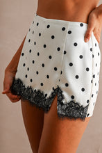 Load image into Gallery viewer, NEWEST ARRIVAL Off White/Black Polka Dot Lace Mini Skort
