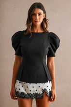 Load image into Gallery viewer, NEWEST ARRIVAL Off White/Black Polka Dot Lace Mini Skort
