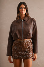 Load image into Gallery viewer, NEWEST ARRIVAL Brown Sequin Mini Skirt

