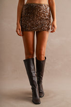 Load image into Gallery viewer, NEWEST ARRIVAL Brown Sequin Mini Skirt
