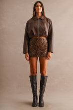 Load image into Gallery viewer, NEWEST ARRIVAL Brown Sequin Mini Skirt
