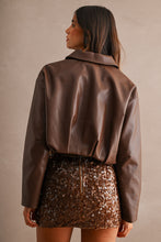 Load image into Gallery viewer, NEWEST ARRIVAL Brown Sequin Mini Skirt
