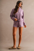 Load image into Gallery viewer, NEWEST ARRIVAL Dusty Purple Mock Half Zip Comfy Shorts Set
