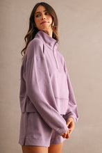 Load image into Gallery viewer, NEWEST ARRIVAL Dusty Purple Mock Half Zip Comfy Shorts Set
