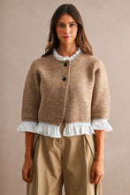 Load image into Gallery viewer, NEWEST ARRIVAL Mocha Poplin Contrast Knit Cardigan
