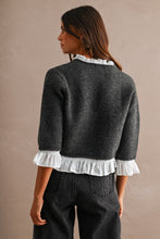Load image into Gallery viewer, NEWEST ARRIVAL Charcoal Poplin Contrast Knit Cardigan
