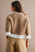 Load image into Gallery viewer, NEWEST ARRIVAL Mocha Poplin Contrast Knit Cardigan
