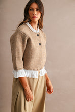 Load image into Gallery viewer, NEWEST ARRIVAL Mocha Poplin Contrast Knit Cardigan
